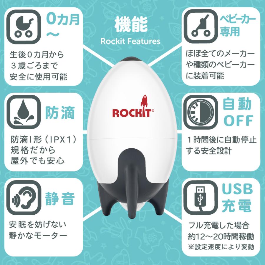 Rockit ロキット電動寝かしつけ　ベビーカー 寝かしつけグッズ 新生児 夜泣き対策 Rockit ロキット USB ポータブル
