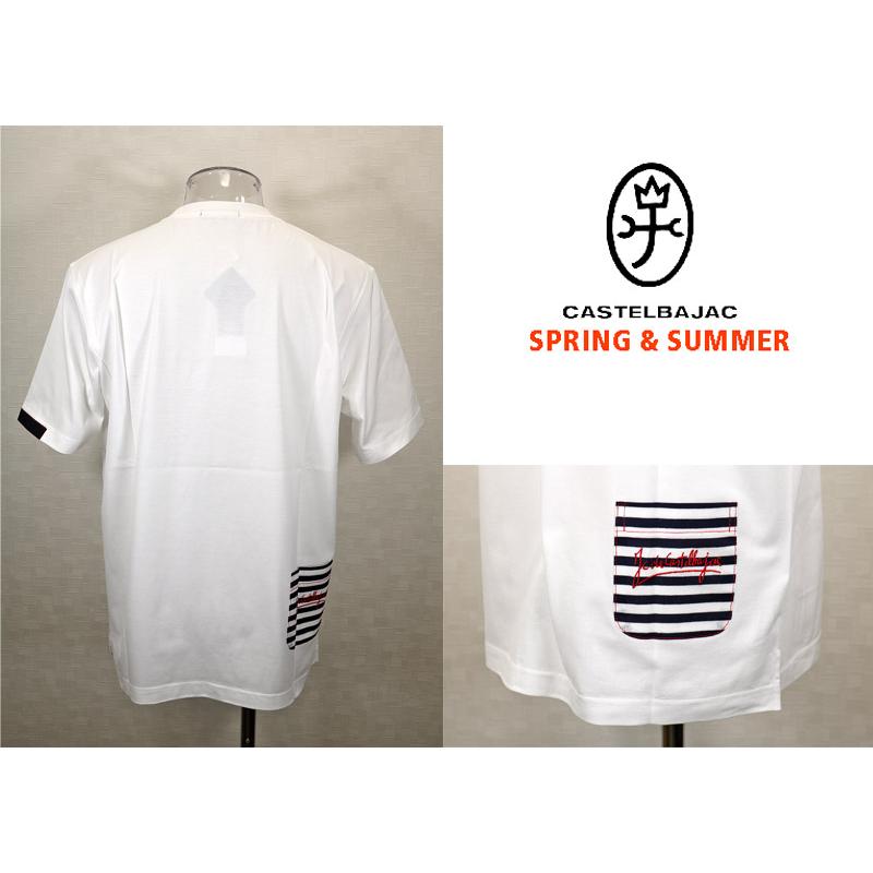 ★２０２４ 春夏 ・５０%OFF・ カステルバジャック【*002*】綿天竺切り替えTシャツ＜Mサイズ・Lサイズ・LLサイズ＞ホワイト-ba190・ba191・ba192 | CASTELBAJAC | 02