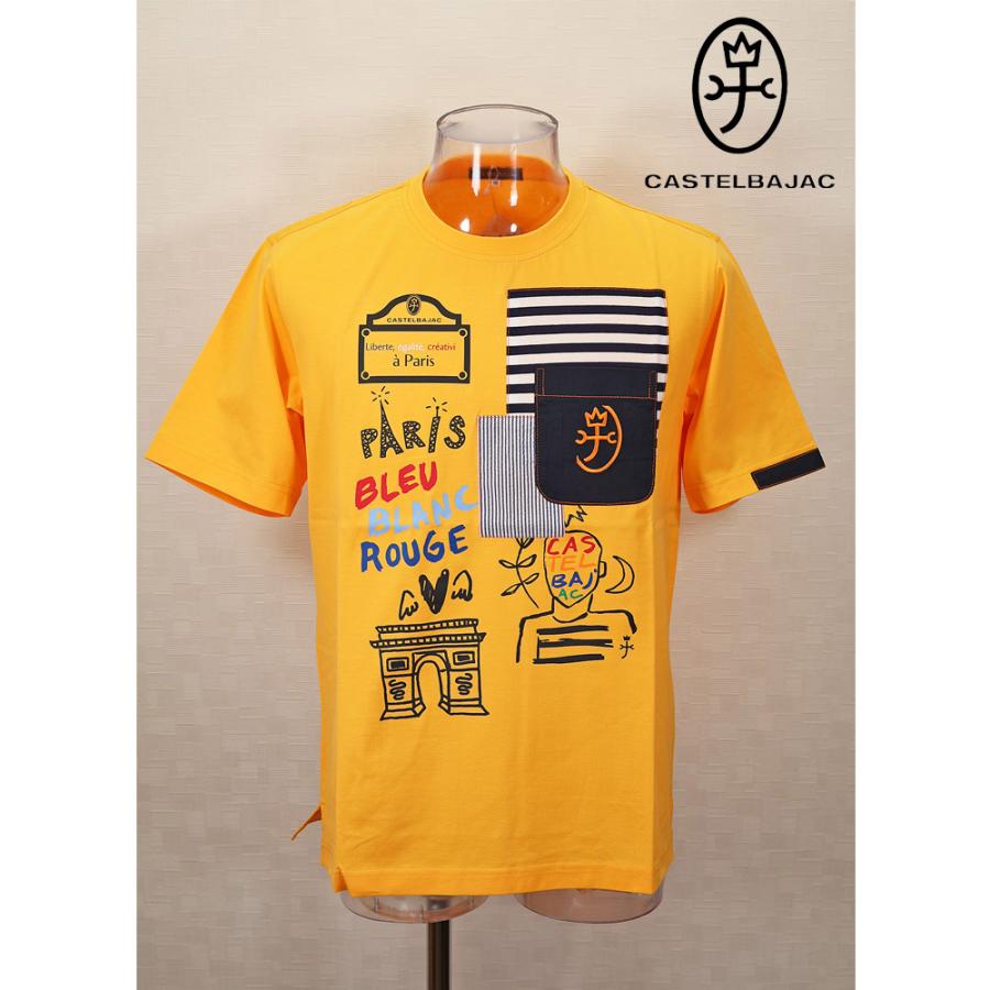 ★２０２４ 春夏 ・５０%OFF・ カステルバジャック【*002*】綿天竺切り替えTシャツ＜Mサイズ・Lサイズ＞イエロー-ba193・ba194 | CASTELBAJAC