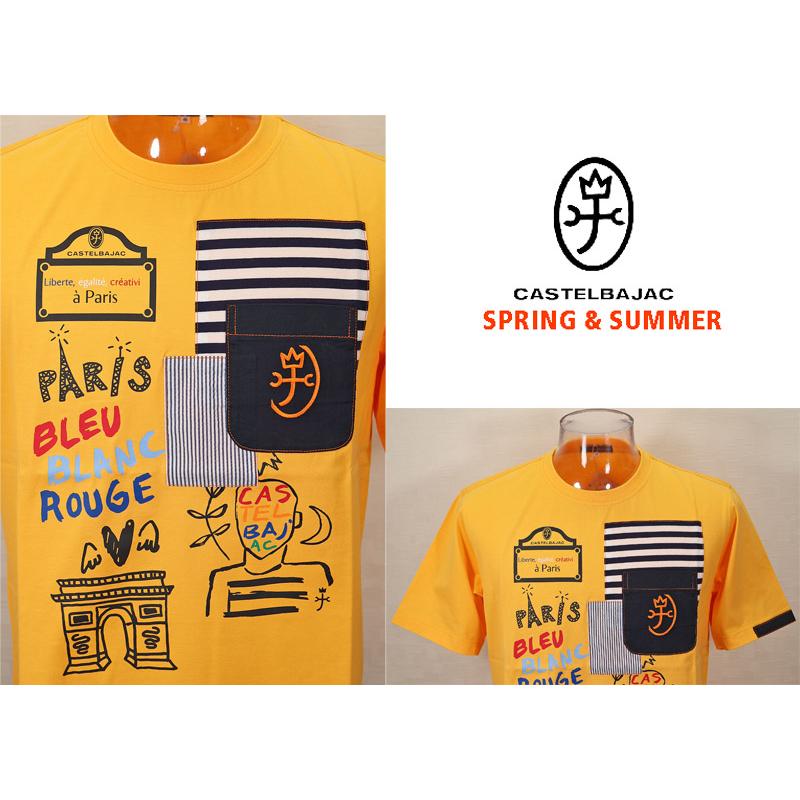 ★２０２４ 春夏 ・５０%OFF・ カステルバジャック【*002*】綿天竺切り替えTシャツ＜Mサイズ・Lサイズ＞イエロー-ba193・ba194 | CASTELBAJAC | 02