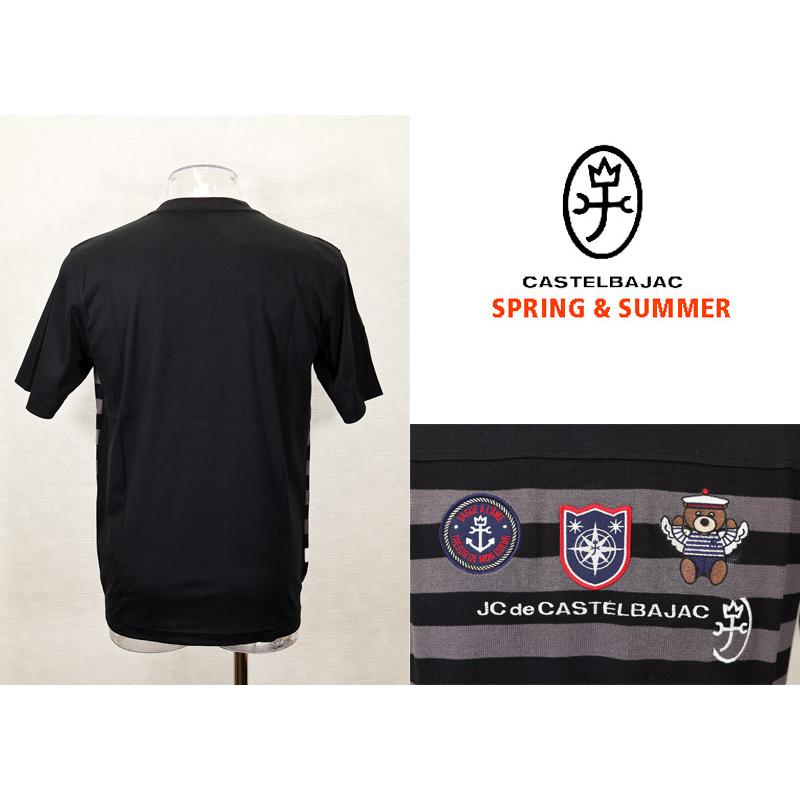 ★２０２４ 春夏 ・５０%OFF・ カステルバジャック【*002*】綿スムース前ニット半袖Tシャツ＜Mサイズ＞ブラック-ba212 | CASTELBAJAC | 01