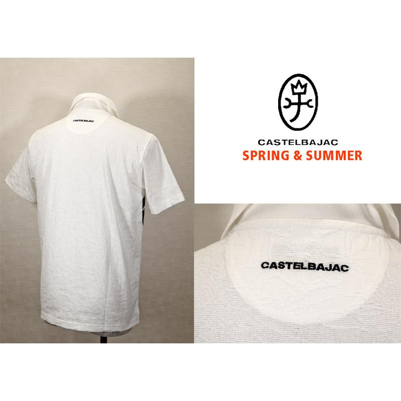 ★２０２４ 春夏 ・５０%OFF・ カステルバジャック【*002*】クールマックスフラワー柄半袖ポロシャツ＜Mサイズ・LLサイズ＞オフホワイト-ba216・ba217 | CASTELBAJAC | 01