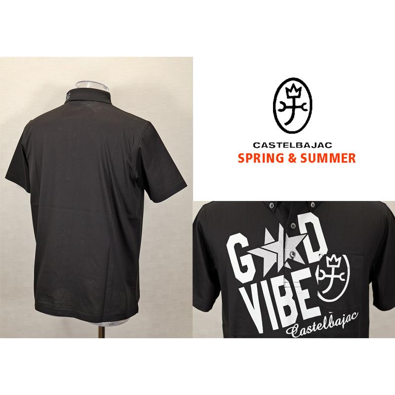 ★２０２４ 春夏 ・５０%OFF・ カステルバジャック【*002*】クールローレル刺繍+Pt入り半袖ポロ＜Mサイズ・LLサイズ＞ブラック-ba218・ba219 | CASTELBAJAC | 01