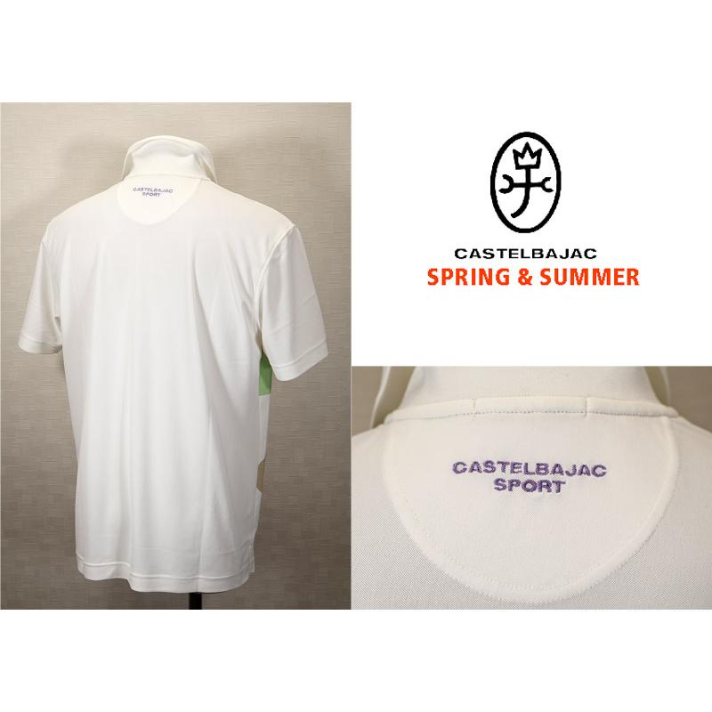 ★２０２４ 春夏 ・５０%OFF・ カステルバジャック【*002*】ストレッチ鹿の子ロゴST昇華転写半袖ポロ＜Mサイズ・LLサイズ＞オフホワイト-ba226・ba227 | CASTELBAJAC | 01