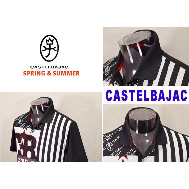★２０２４ 春夏 ・５０%OFF・ カステルバジャック【*002*】ストレッチ鹿の子ロゴ昇華転写半袖ポロ＜Mサイズ・Lサイズ・LLサイズ＞ブラック-ba228・ba229・ba230 | CASTELBAJAC | 03