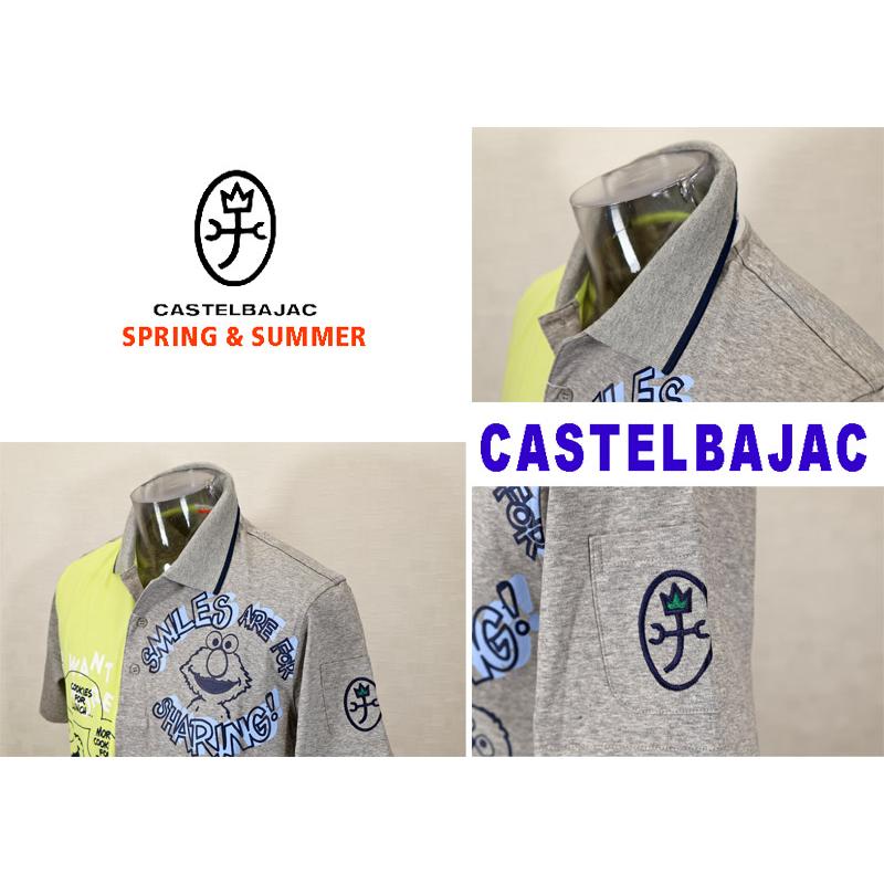★２０２４ 春夏 ・５０%OFF・ カステルバジャック【*002*】２色切替単色セサミストリート半袖ポロ＜Mサイズ・Lサイズ＞蛍光グリーン×モクグレー-ba255・ba256 | CASTELBAJAC | 03