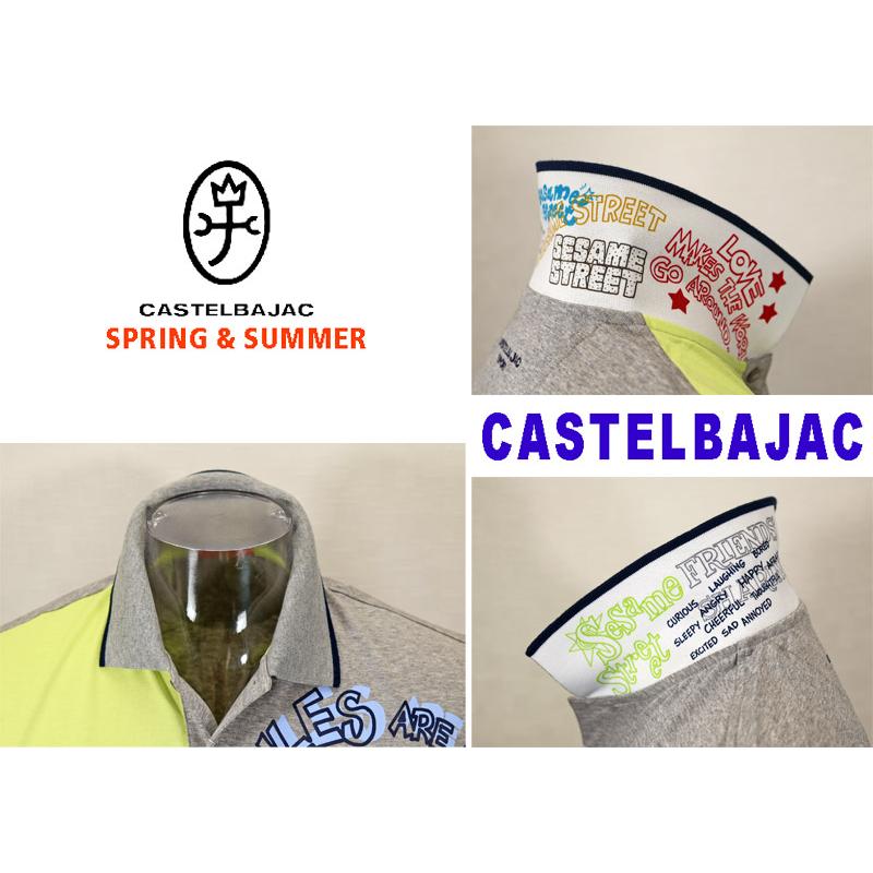 ★２０２４ 春夏 ・５０%OFF・ カステルバジャック【*002*】２色切替単色セサミストリート半袖ポロ＜Mサイズ・Lサイズ＞蛍光グリーン×モクグレー-ba255・ba256 | CASTELBAJAC | 04