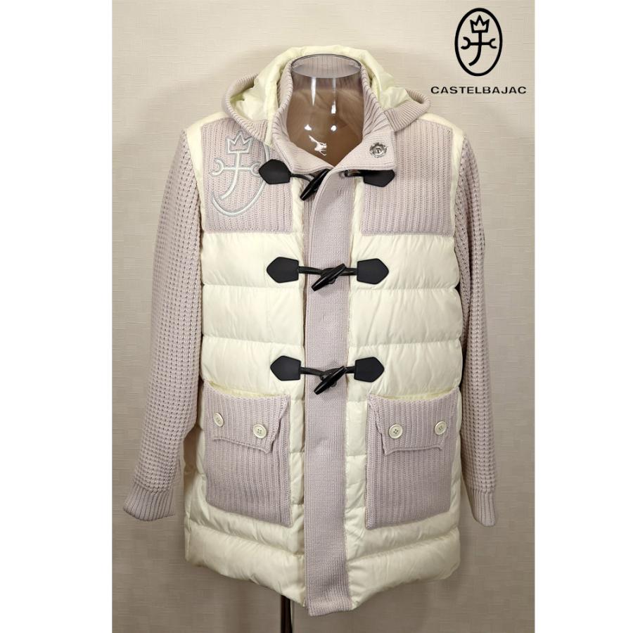 ★２０２４ 秋冬 ・カステルバジャック・50％OFF【*002*】ニット使いダウンハーフコート＜Mサイズ・Lサイズ・LLサイズ＞-bb0383