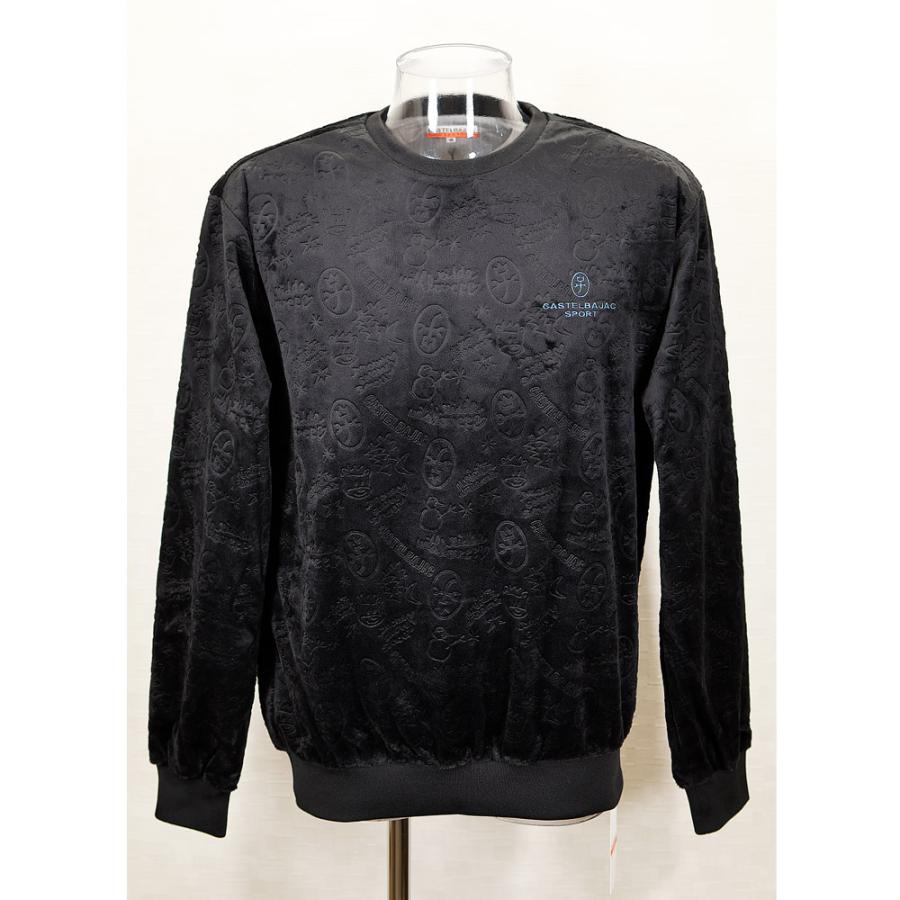 ★２０２４ 秋冬 新作・カステルバジャック【*002*】ベロア・エンボス・モノグラム・クルーネックトレーナー＜Lサイズ・LLサイズ＞-bb302 | CASTELBAJAC