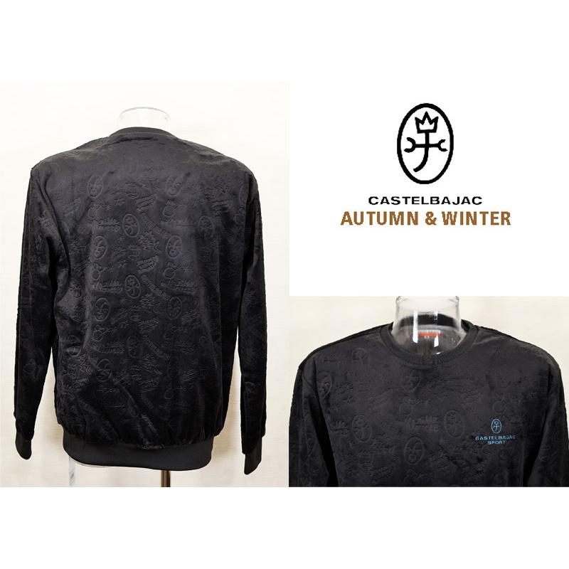 ★２０２４ 秋冬 新作・カステルバジャック【*002*】ベロア・エンボス・モノグラム・クルーネックトレーナー＜Lサイズ・LLサイズ＞-bb302 | CASTELBAJAC | 02