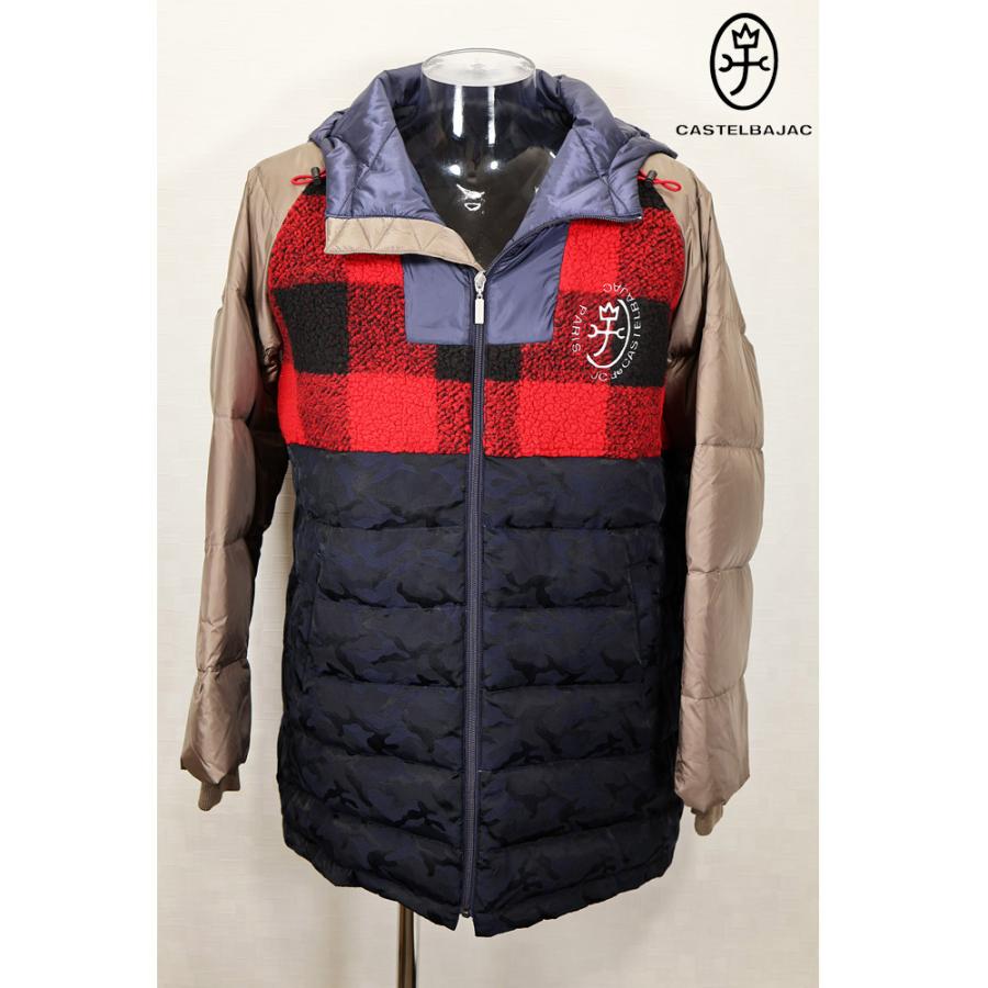 美品CASTELBAJACカステルバジャック【フード付ダウンジャケット】ボーダー