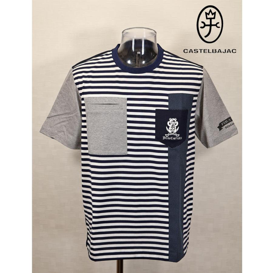 ★２０２６ 春夏 新作 【*26 SALE*】カステルバジャック・３０%OFF・【*002*】半袖・Tシャツボーダー・ドット切替＜M・L・LL＞-bf113・bf114・bf115 | CASTELBAJAC