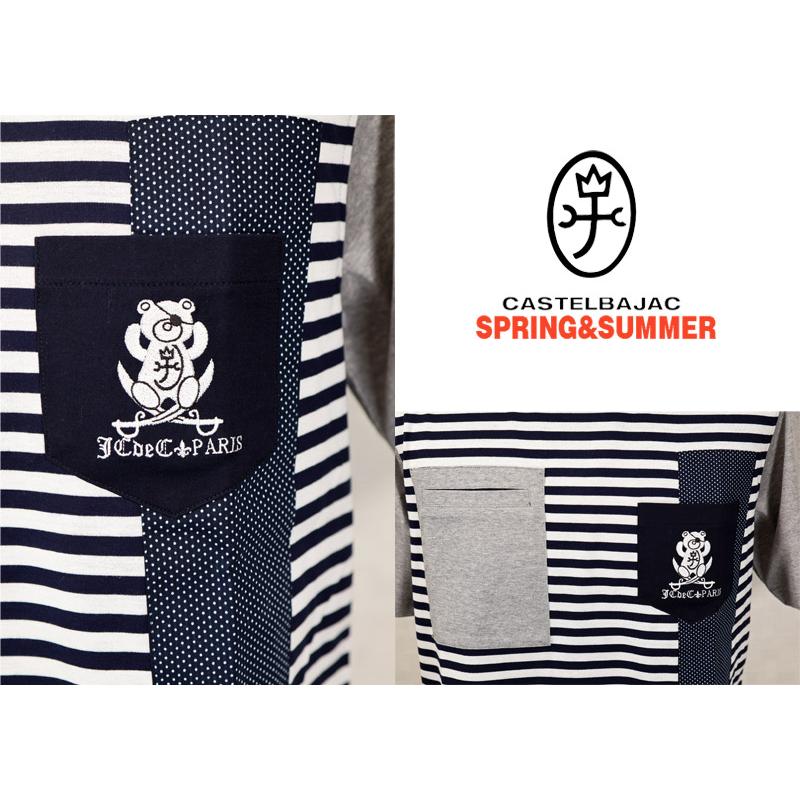 ★２０２６ 春夏 新作 【*26 SALE*】カステルバジャック・３０%OFF・【*002*】半袖・Tシャツボーダー・ドット切替＜M・L・LL＞-bf113・bf114・bf115 | CASTELBAJAC | 01