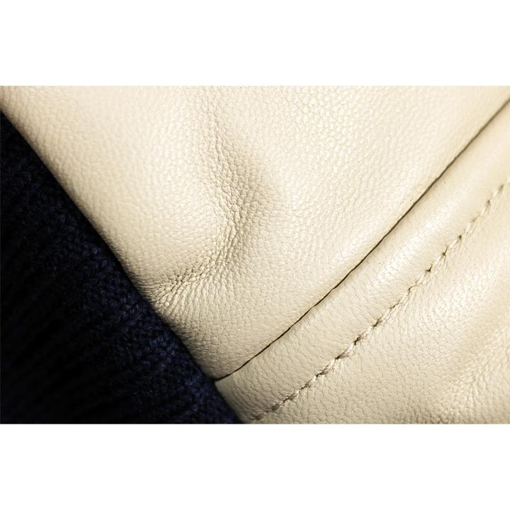 ★シナコバ【*001*】【ebee】＜40％OFF＞秋冬・レザースタジャン＜Lサイズ＞ネイビー×サンドベージュ-eb116の画像
