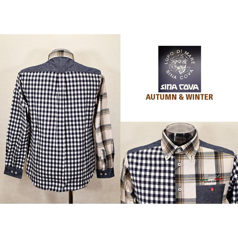 シナコバ　チェック柄 長袖シャツ SINA COVA ☆シナコバ【*001*】＜40％OFF＞秋冬クレイジー