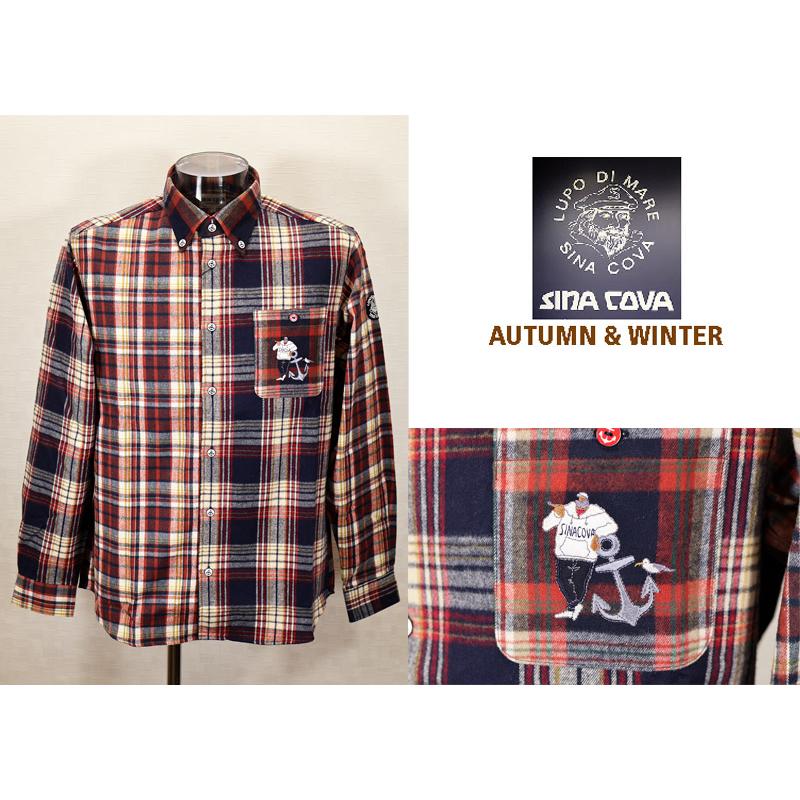 SINA COVA（シナコバ） ★シナコバ【*001*】【ebee】＜40％OFF＞秋冬・クレイジーパターンチェック柄 長袖ボタンダウンシャツ ...