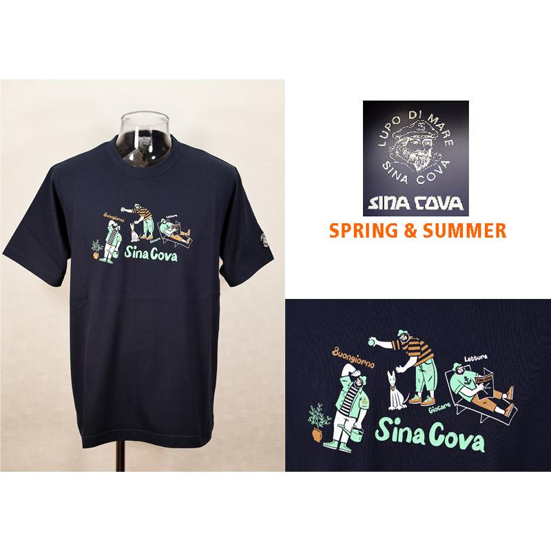 ★シナコバ【*001*】春夏・40％OFF【gs1】半袖Tシャツ＜Mサイズ・Lサイズ・LLサイズ＞濃紺-ec0150・ec151・ec152 | SINA COVA | 01