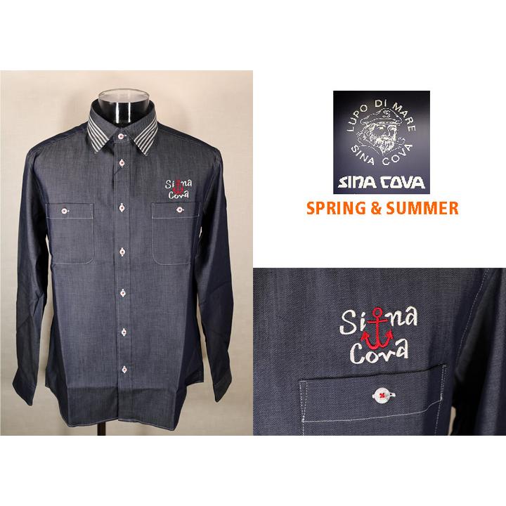 【大きめサイズ】日本製 SINA COVA 薄手 長袖デニムシャツ LL SINA COVA ☆シナコバ【*001*】2024・春・夏＜30%OFF＞長袖
