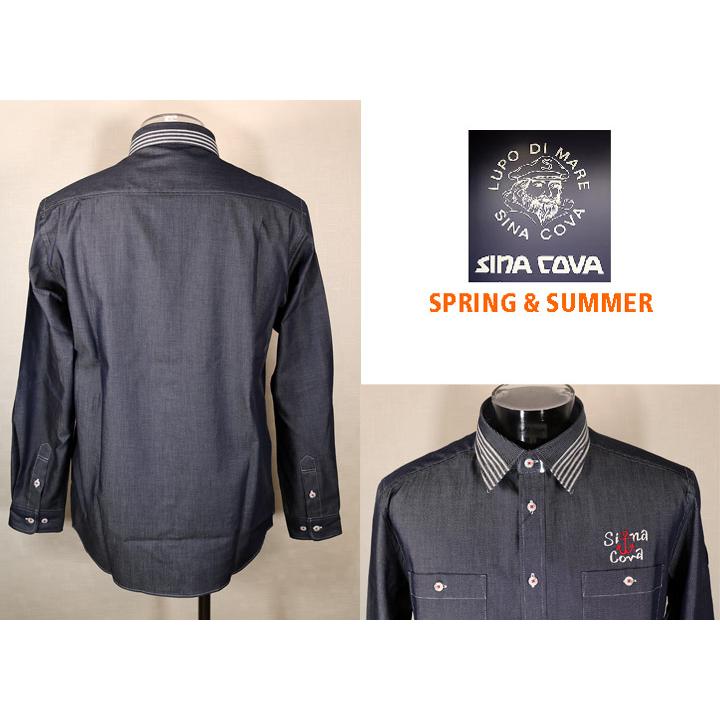 【大きめサイズ】日本製 SINA COVA 薄手 長袖デニムシャツ LL SINA COVA ☆シナコバ【*001*】2024・春・夏＜30%OFF＞長袖