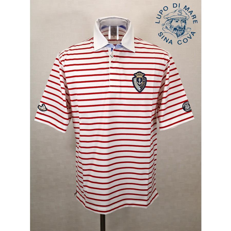 ★シナコバ【*001*】2024・春・夏＜３０%OFF＞ 半袖ラガーシャツ＜Mサイズ・Lサイズ・LLサイズ＞ホワイト・レッド・ボーダー-ec288 | SINA COVA
