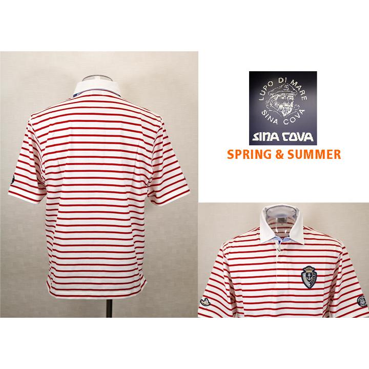 ★シナコバ【*001*】2024・春・夏＜３０%OFF＞ 半袖ラガーシャツ＜Mサイズ・Lサイズ・LLサイズ＞ホワイト・レッド・ボーダー-ec288 | SINA COVA | 02