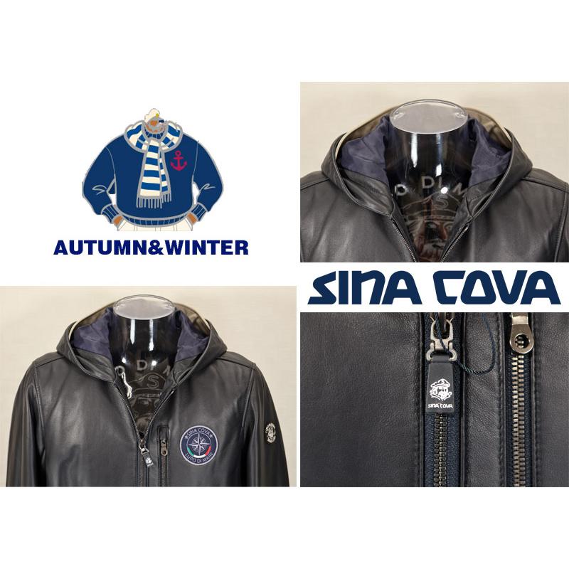 ★シナコバ【*001*】【ebee】秋冬＜40％OFF＞フード付きレザーブルゾン-ee341 | SINA COVA | 03