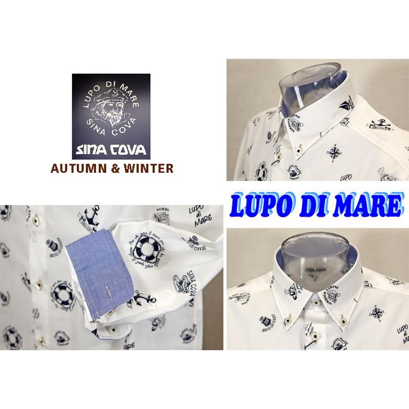 シナコバ] シャツ メンズ 綿100％ 長袖 ボタンダウン マリンモチーフ  