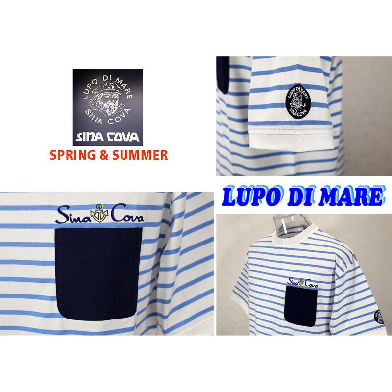 ★２０２５ 春夏　新作・３０%OFF・ シナコバ【*001*】ポケットデザインボーダー半袖Ｔシャツ＜Lサイズ・LLサイズ＞-ef102・ef103 | SINA COVA | 02