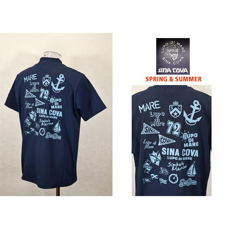 ★２０２５ 春夏　新作・３０%OFF・ シナコバ【*001*】半袖ハイネックＴシャツ （バックプリント）＜Lサイズ・LLサイズ＞-ef132・ef133 | SINA COVA | 01
