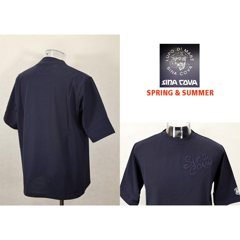 ★２０２５ 春夏　新作・３０%OFF・ シナコバ【*001*】モックネック五分袖Ｔシャツ＜Lサイズ・LLサイズ＞-ef140・ef141 | SINA COVA | 01