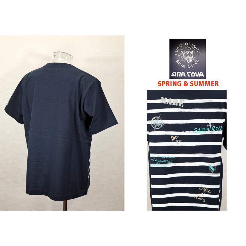 ★２０２５ 春夏　新作・３０%OFF・ シナコバ【*001*】半袖マリンボーダーTシャツ＜Lサイズ・LLサイズ＞-ef148・ef149 | SINA COVA | 01