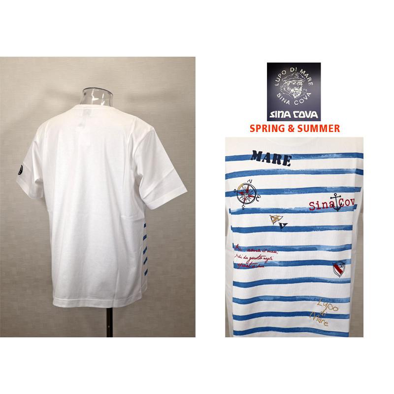 ★２０２５ 春夏　新作・３０%OFF・ シナコバ【*001*】半袖マリンボーダーTシャツ＜Lサイズ・LLサイズ＞-ef152・ef153 | SINA COVA | 01