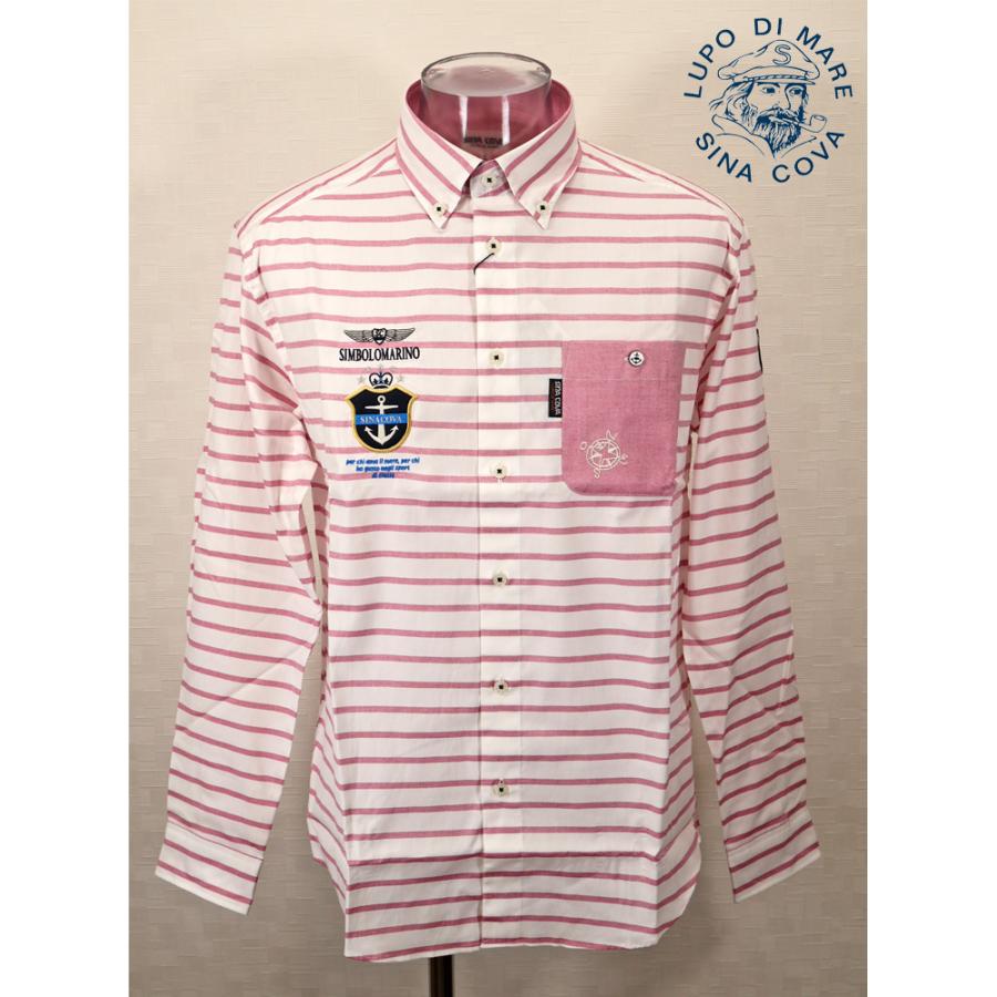 シナコバ ２０２５秋・冬【*001*】＜30%OFF＞ ボーダー柄長袖ボタンダウンシャツ＜Mサイズ・Lサイズ・LLサイズ＞-eg238・eg239・eg240 | SINA COVA