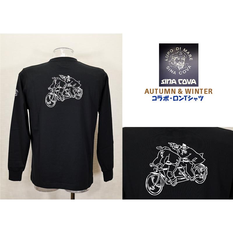 ★シナコバ【*001*】＜２０％ＯＦＦ・SINA COVA & Guest-One コラボＴシャツ　限定品＞秋冬  長袖Ｔシャツ＜Mサイズ・Ｌサイズ・ＬＬサイズ＞ブラック-kt338 | SINA COVA | 03