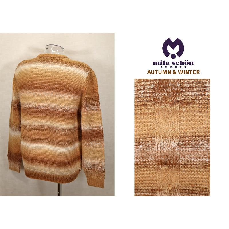★２０２４ 秋冬 新作・ミラショーン【*004*】３０%OFF・かすりボーダーケーブル編みクルーネック・セーター＜Lサイズ・LLサイズ＞-mb3 | mila schon | 02