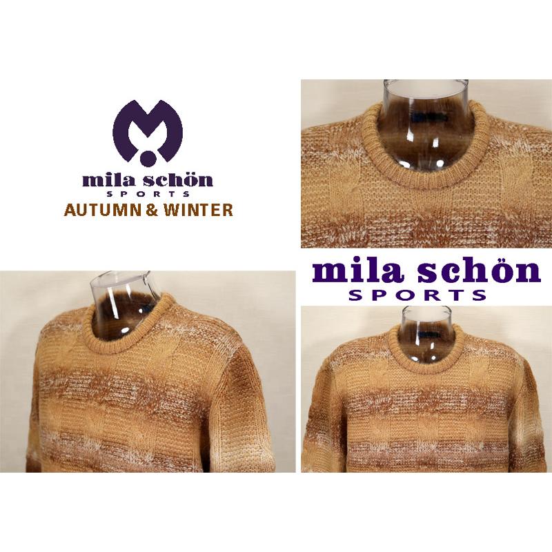 ★２０２４ 秋冬 新作・ミラショーン【*004*】３０%OFF・かすりボーダーケーブル編みクルーネック・セーター＜Lサイズ・LLサイズ＞-mb3 | mila schon | 03