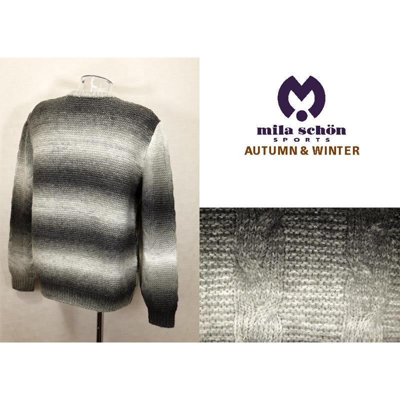 ★２０２４ 秋冬 新作・ミラショーン【*004*】４0%OFF・かすりボーダーケーブル編みクルーネック・セーター＜Lサイズ・LLサイズ＞-mb5 | mila schon | 02