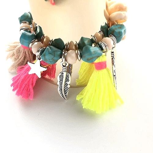 訳あり品】シェル&タッセル ブレスレット B伸縮タイプ : Guild by POD