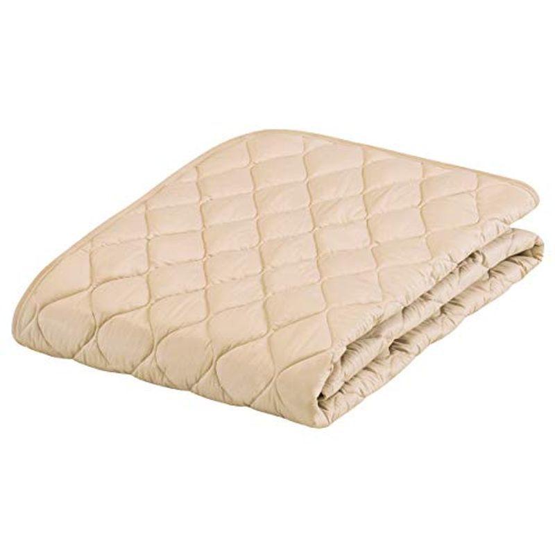 フランスベッド正規品 ベッドパッド ベージュ ワイドダブルロングサイズ(幅154×長さ205cm) 「グッドスリーププラス 羊毛ベッドパッド