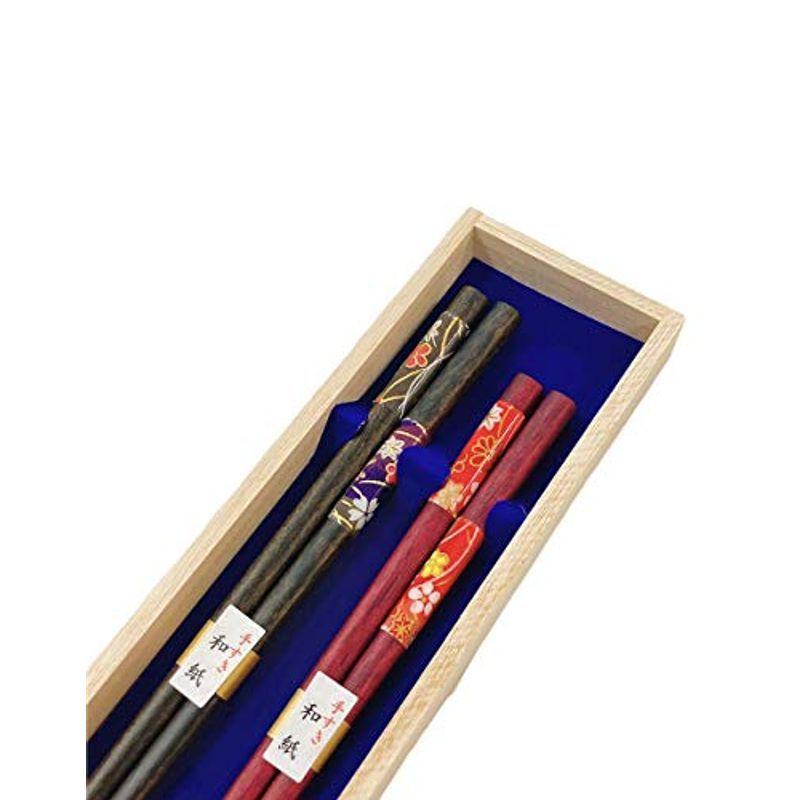 一流の品質 赤 黒 和紙花譜 夫婦箸 桐箱 ラッピング付き 結婚記念日１２ 両親 ギフト プレゼント 敬老の日 箸 Pathwaysfl Org