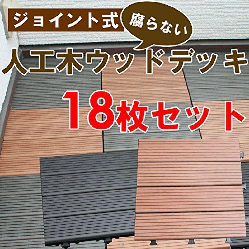 人工木ウッドパネル ジョイント式 ブラウン 18枚セット ウッドデッキ デッキパネル ウッドデッキ 木製タイル 木製タイル ブラウン ギルドショップ バルコニー 人 フロアデッキ ベランダ