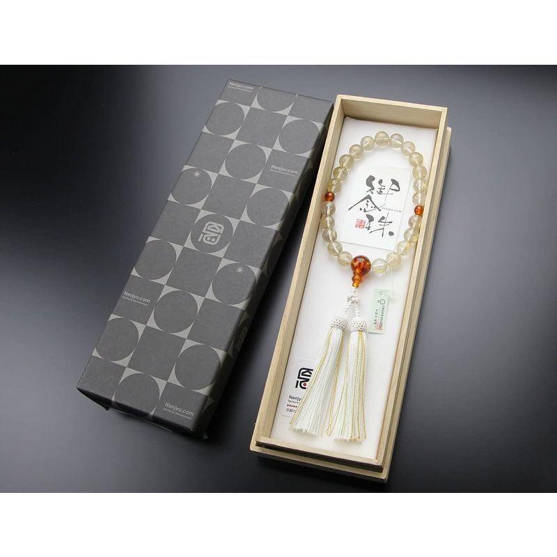 初売り念珠ドットコム 数珠 男性用 アンバー 京念珠 ゴールドルチル 針