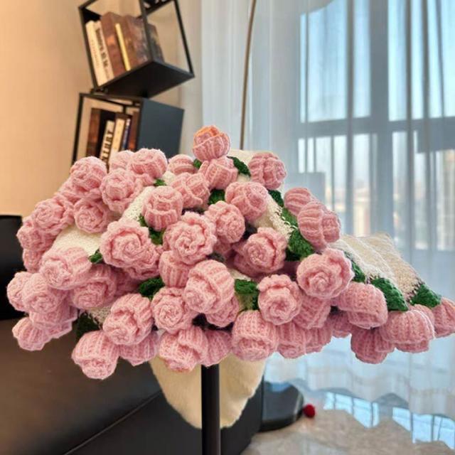 花束ブランケット ブーケブランケット かぎ針編み 直径80cm ニット製