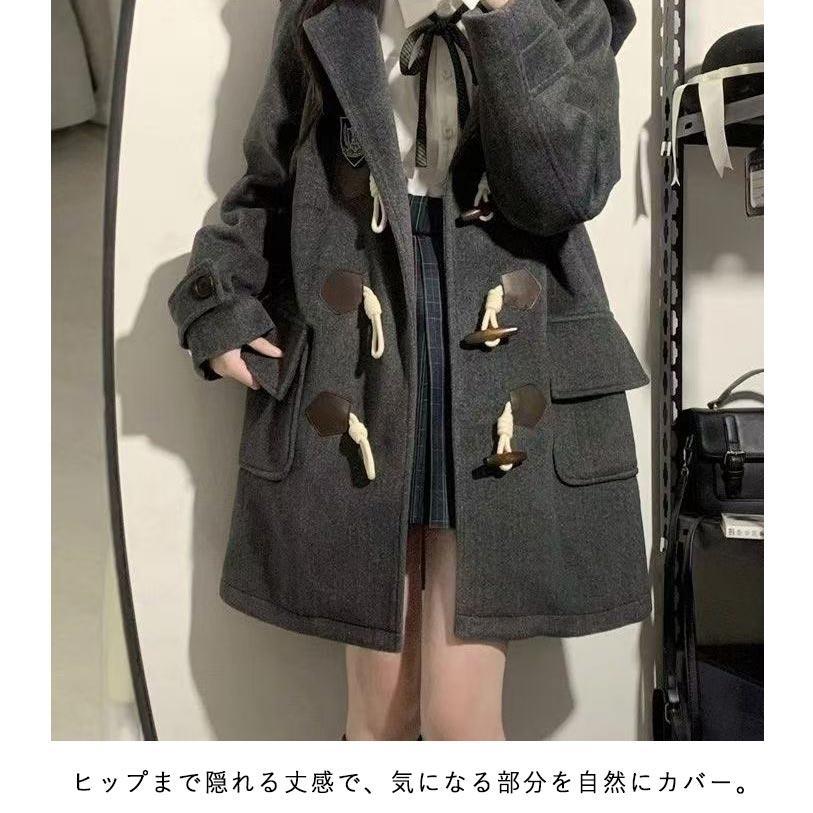ダッフルコート フード付き 可愛い 通学 通勤 free size 楽天市場】ダッフルコート ロングダッフルコート アウター コート 綿