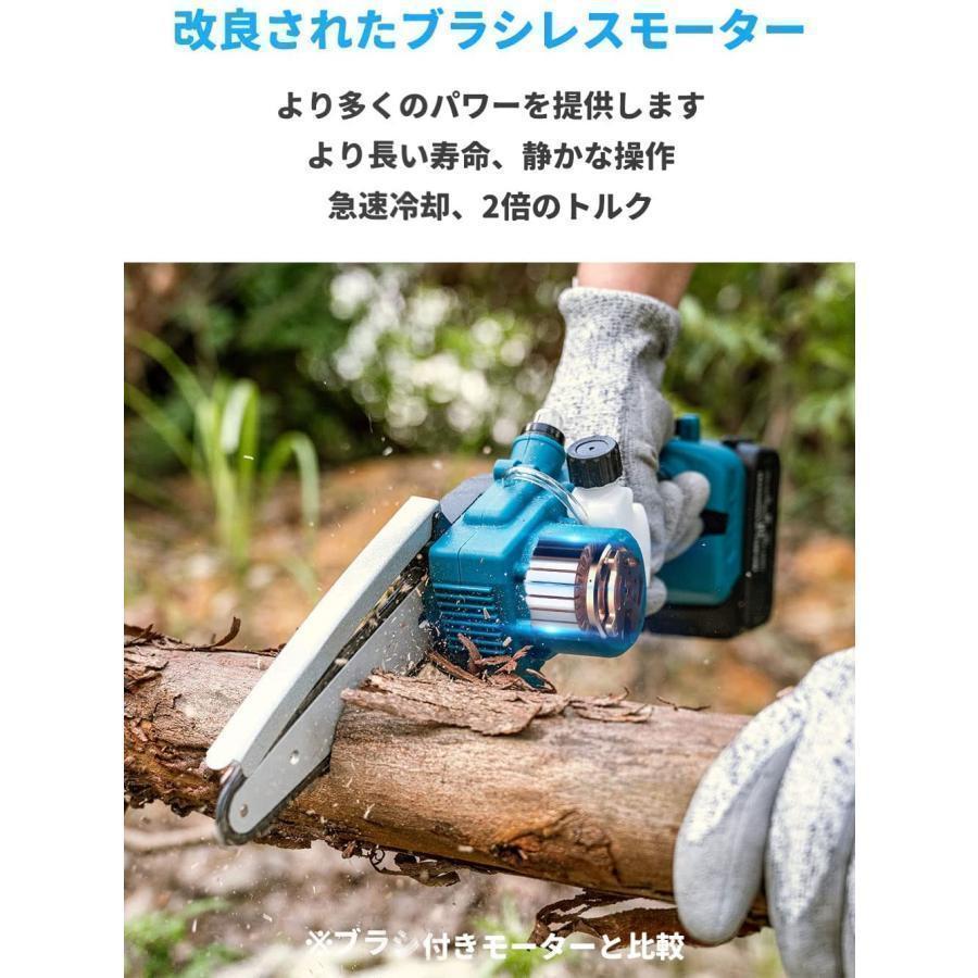 電動チェンソー 6インチ 充電式 18Vバッテリー互換 小型 自動給油 