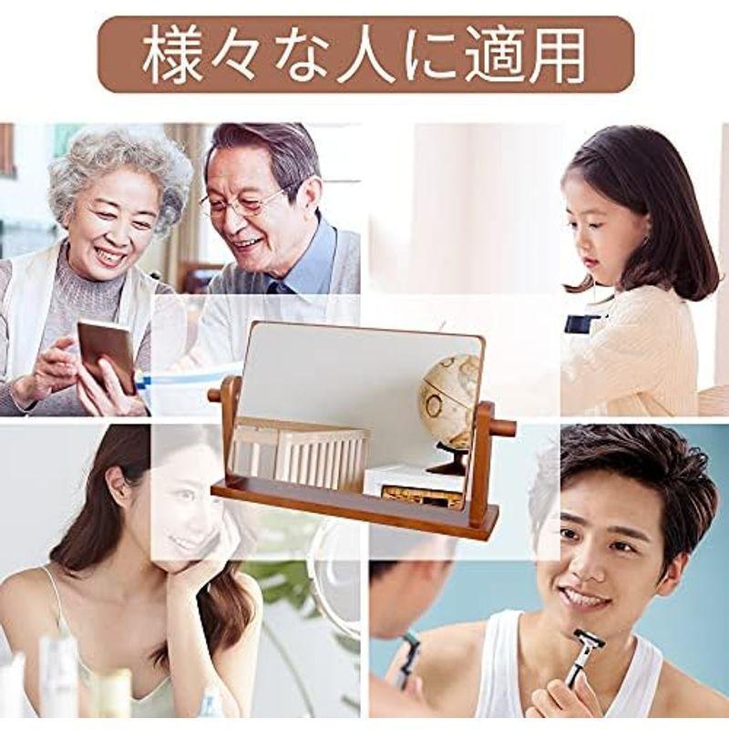 卓上ミラー 木製 鏡 大きい スタンドミラー 卓上 木 化粧ミラー 36*22