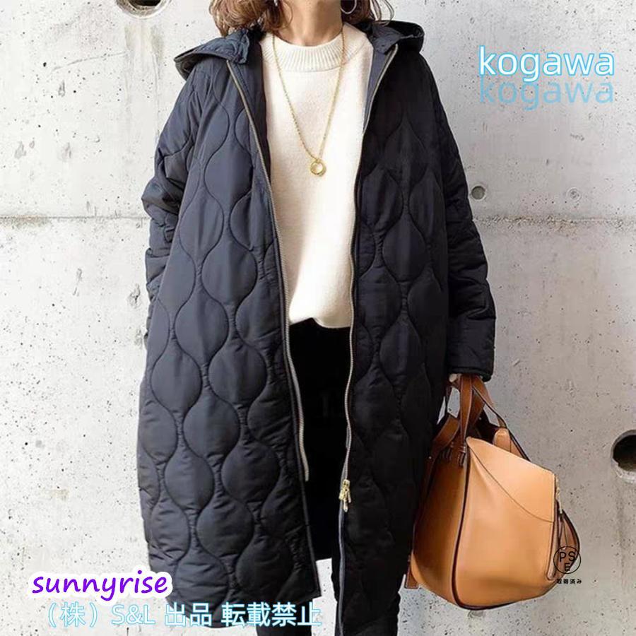 コート レディース 中綿入り ロング フード付き 暖かい キルティング
