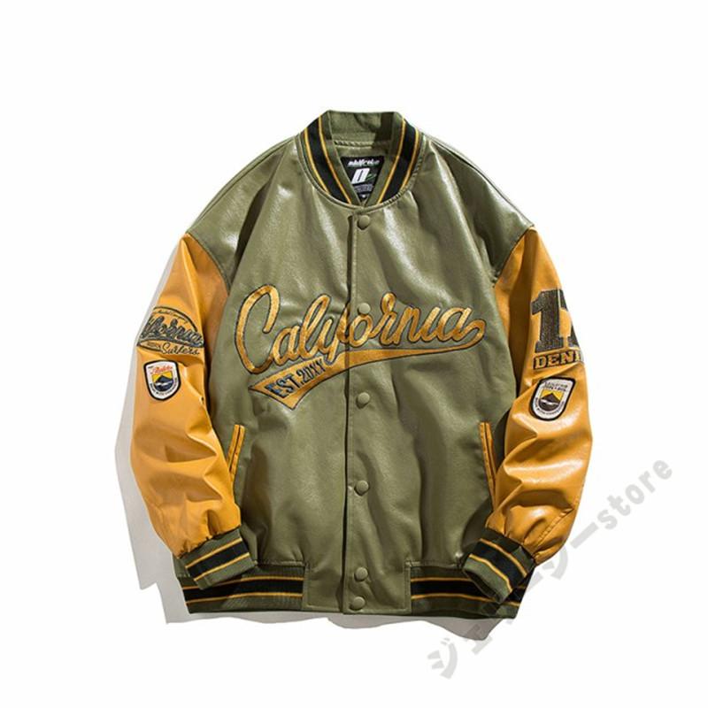 スカジャン メンズ スタジャン ゆったり ジャケット 刺繍 革ジャン