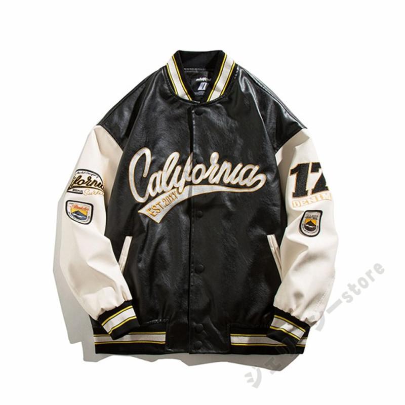 スカジャン メンズ スタジャン ゆったり ジャケット 刺繍 革ジャン