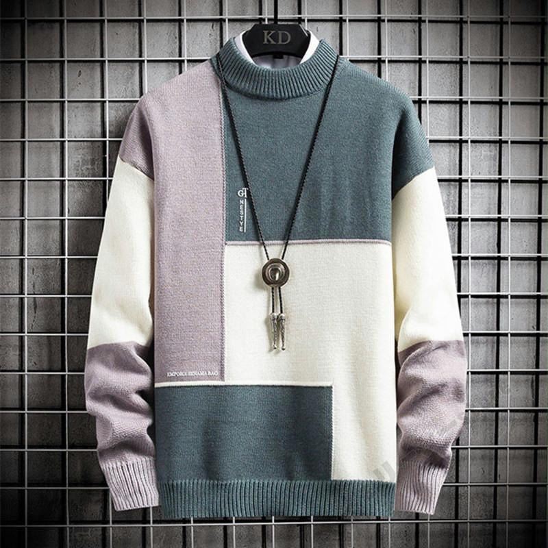 ニット メンズ ニットセーター ニットソー 長袖 クルーネック リブ編み 無地 秋冬 インナー セーター 完売